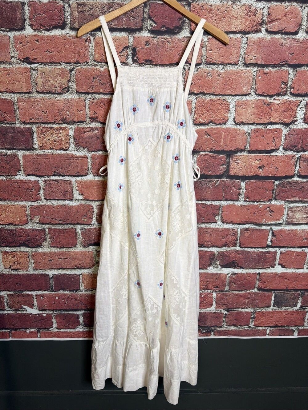 Free People Dewdrop Maxi Dress S White Embroidered Lace Womens